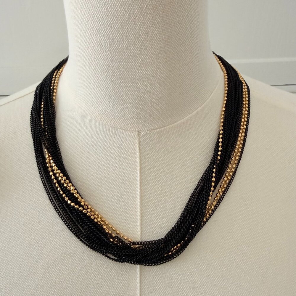 🖤✨ Black & Gold Multi Strand Chain Necklace | Statement Layered | Chunky Luxe